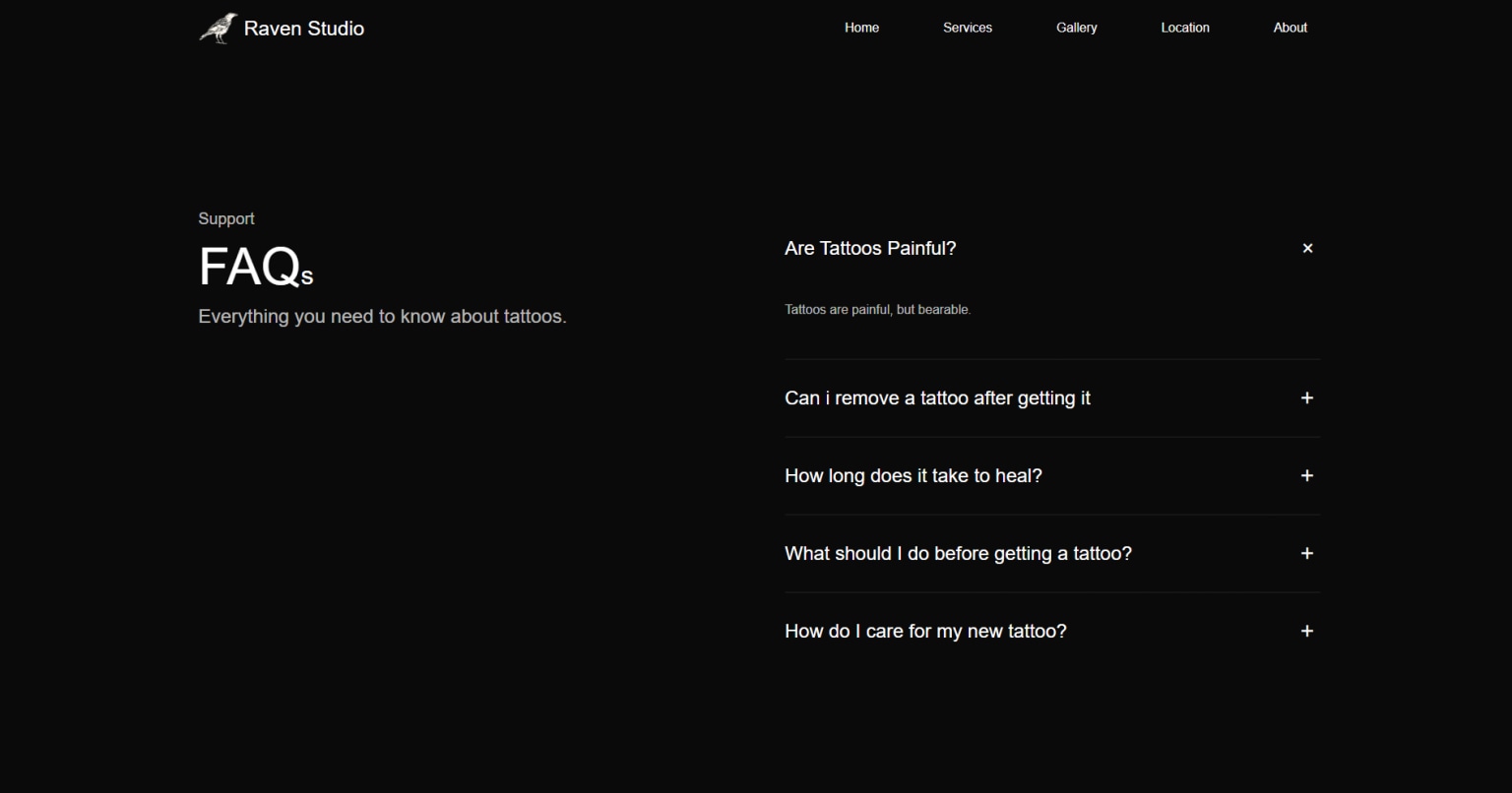 FAQ page design
